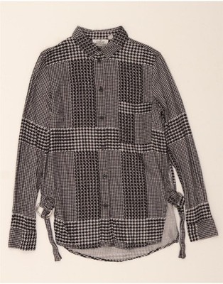 CHEAP MONDAY Womens Longline Oversized Shirt UK 6 XS Black Houndstooth IW06