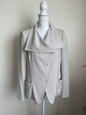 MaxMara Cream Blazer neutrals Jacket asymmetric collar pockets tan beige buttons