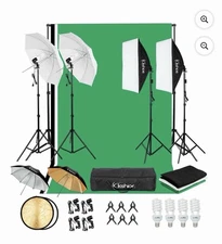 Kshioe Photography Studio Softbox Lighting Kit with Backdrop Stand