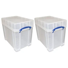 Really Useful Box 19 Liters Transparent Storage Container with Snap Lid, 2 Pack