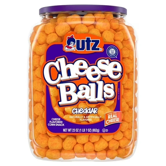 Utz Cheese Balls, 23 oz Barrel fast shipping