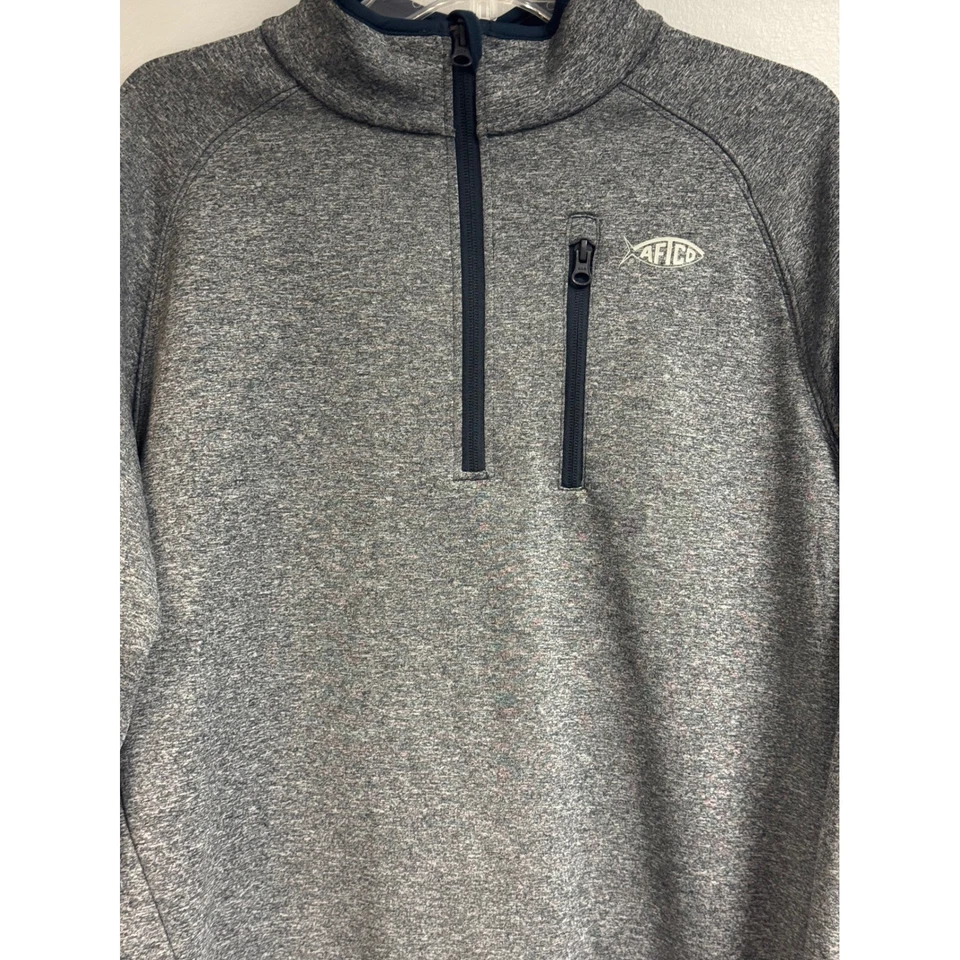 AFTCO прибрежный слой 1/4 молнии куртка вересковый серый пуловер рыбалки на открытом воздухе теплый - Изображение 2 из 4
