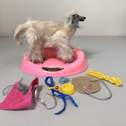 Mattel Vintage 1979 Barbie Doll's Pet Afghan Hound Dog with Accessories