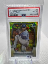 2023 Bowman Chrome Sapphire Taj Bradley Rookie Yellow Refractor 7/50 PSA 10