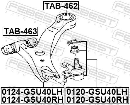 BALL JOINT 0120-GSU40LH FOR LEXUS TOYOTA 1AR-FE 2.7L 4cyl RX 2GR-FXE/FKS 3.5L - Image 3 of 4