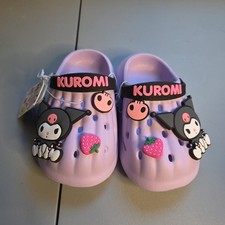 Kuromi Sanrio Comfy Slippers House Shoes Soft Purple 7-8 Foam Bottoms Black