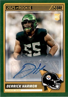 2025 Score #81 Derrick Harmon Base Rookie Signatures Green Pittsburgh Steelers