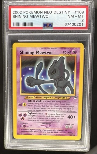 2002 Pokemon Neo Destiny Shining Mewtwo Holo #109/105 PSA 8