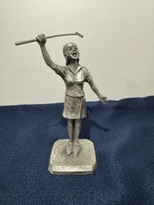 Vintage Woman Golfer Signed Phillip Kraczkowski Hudson Pewter 1972 USA