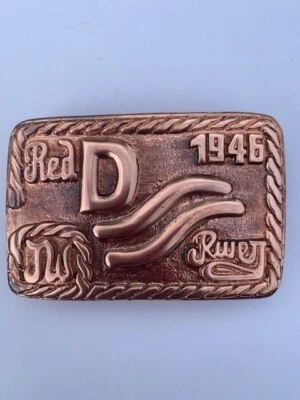 John Wayne Copper Red River D Brand Belt Buckle Movie Westerns JW INITIALS