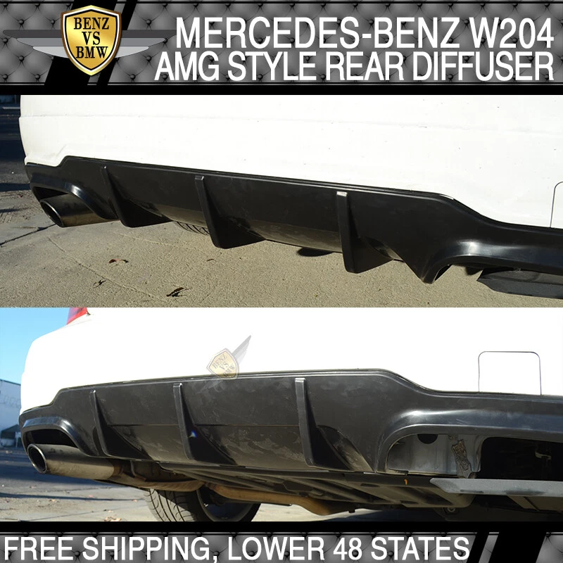 Fits 12-14 Mercedes W204 C-Class AMG Style Rear Bumper Diffuser ABS Foto 2 de 4