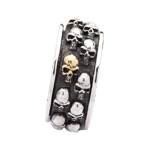 Gold Double Skull Spinner Rings - Picture 9 of 11