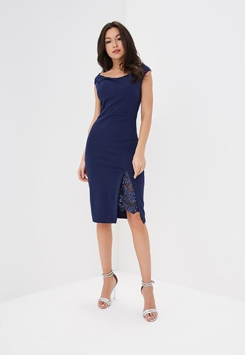 NEW EX DOROTHY PERKINS NAVY BLUE MIDI 