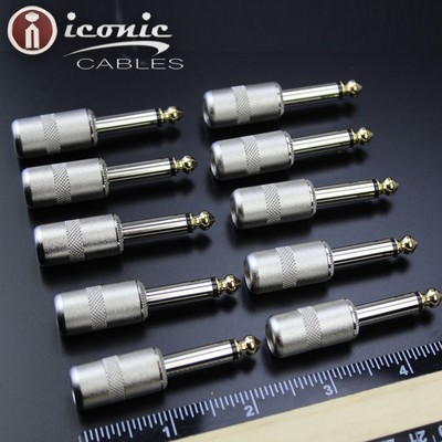 10 Pack ICONIC 101 1/4'' 6.35mm Audio Cable Plug Connector 1'' Short Barrel 