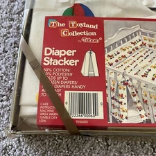 Vintage Diaper Stacker White Beach Balls Toys Hanging Trains Numbers Primary