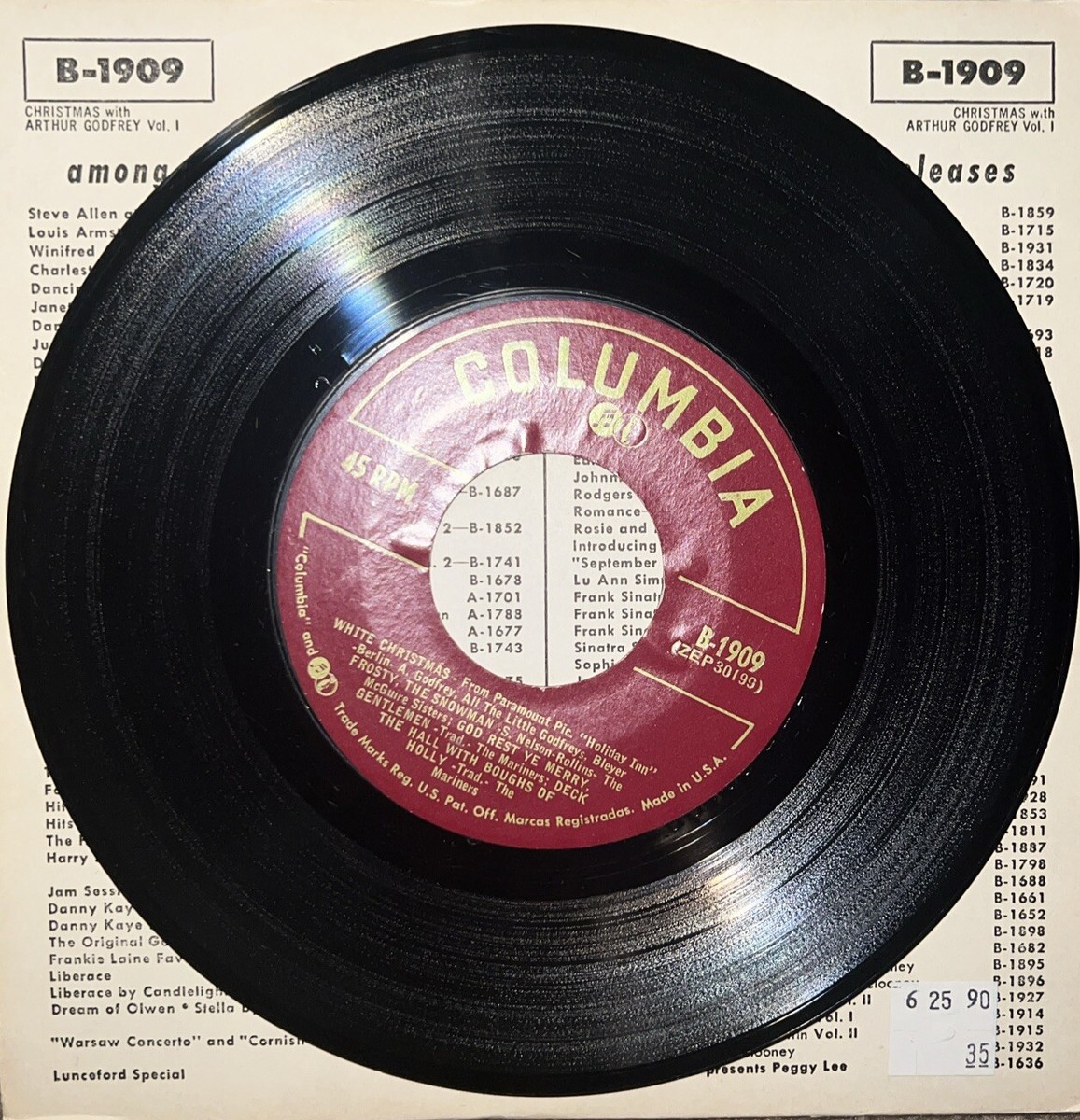 Christmas With Arthur Godfrey B-1909-45 RPM-Extended Play Record