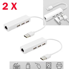 2pcs USB to LAN Ethernet RJ45 Network Adapter with 3 Port USB 2.0 HUB Adapter