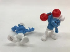 Smurfs 2011 McDonalds barbell hefty lot of 2 - PVC