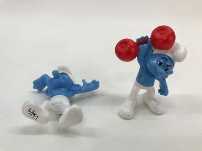 Smurfs 2011 McDonalds barbell hefty lot of 2 - PVC
