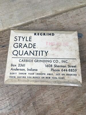 5 Piece Lot Carbide Grinding Co. Regrind! TNG434G - 883 Box 2361