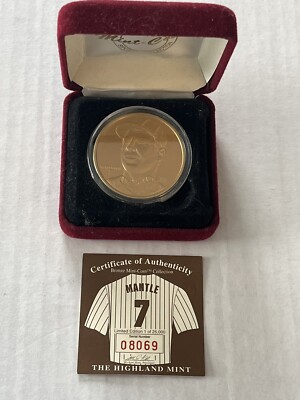 Mickey Mantle Highland Mint Bronze Coin LE /25000 New York Yankees