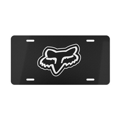 Fox Racing, License Plate Car Tag Metal Aluminum (Carbon Fiber Simulation)