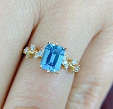 1Ct London Blue Topaz Gold Over Sterling Silver Engagement Ring Size 5-8 B1891