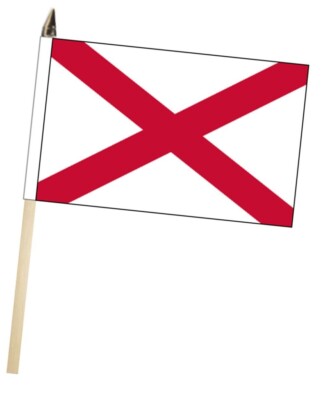 Alabama State US große Handflagge mit Holzstange (18'''' x 12'')