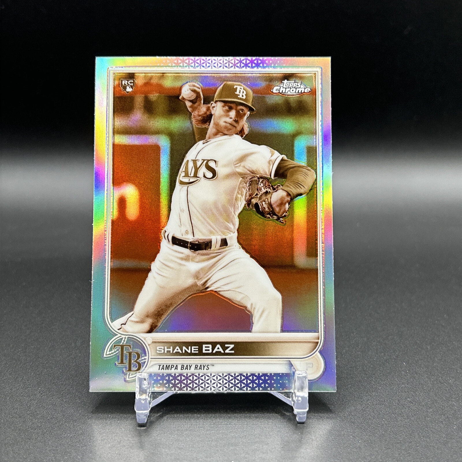 2022 Topps Chrome #201 Shane Baz (RC) Sepia Refractor - Tampa Bay Rays Rookie