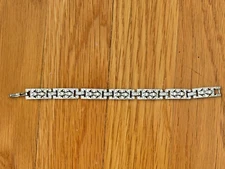 KJL Kenneth Jay Lane Silver and Rhinestone Paved Art Deco Linked Bracelet New