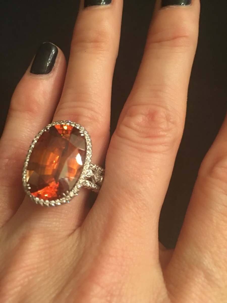 LOREE RODKIN Gorgeous Large White gold Pumpkin Topaz Zircon And