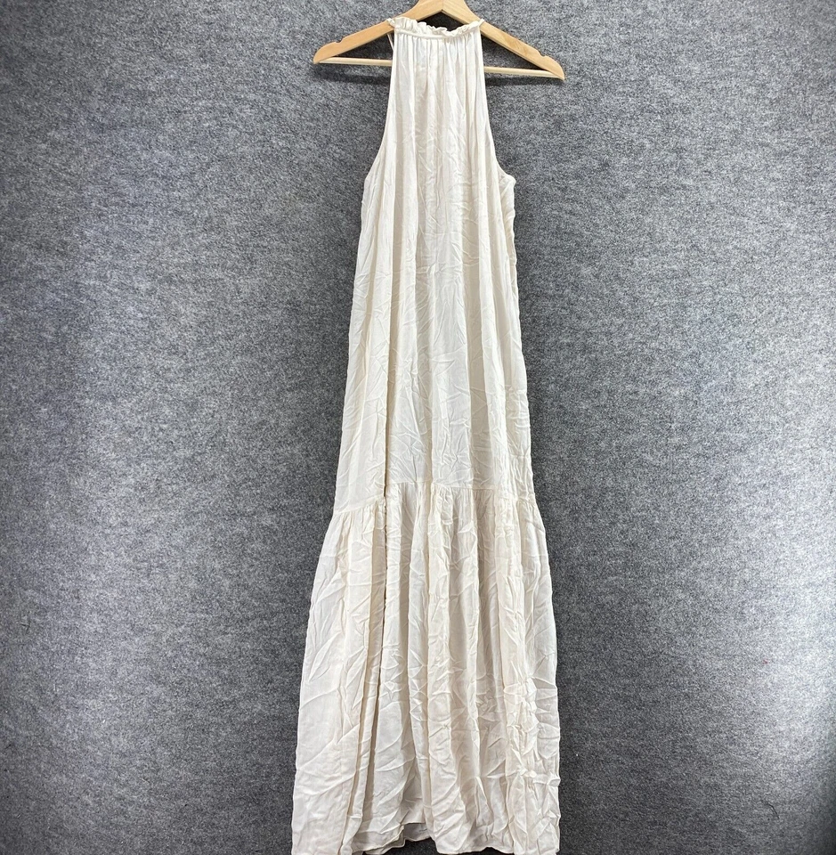 H&M Dress Women 4 Beige Maxi Long Sleeveless Round Neck Solid Pullover Casual - Image 2 of 4