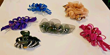 80s 90s Barrettes Bow Fabric Beads Bows Clip Claw Pearls Crystals Pretty Vtg