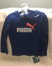 PUMA - BOYS BLUE 2 PIECE SET LONG SLEEVE T-SHIRT  MATCHING CREW SOCKS SIZE 6