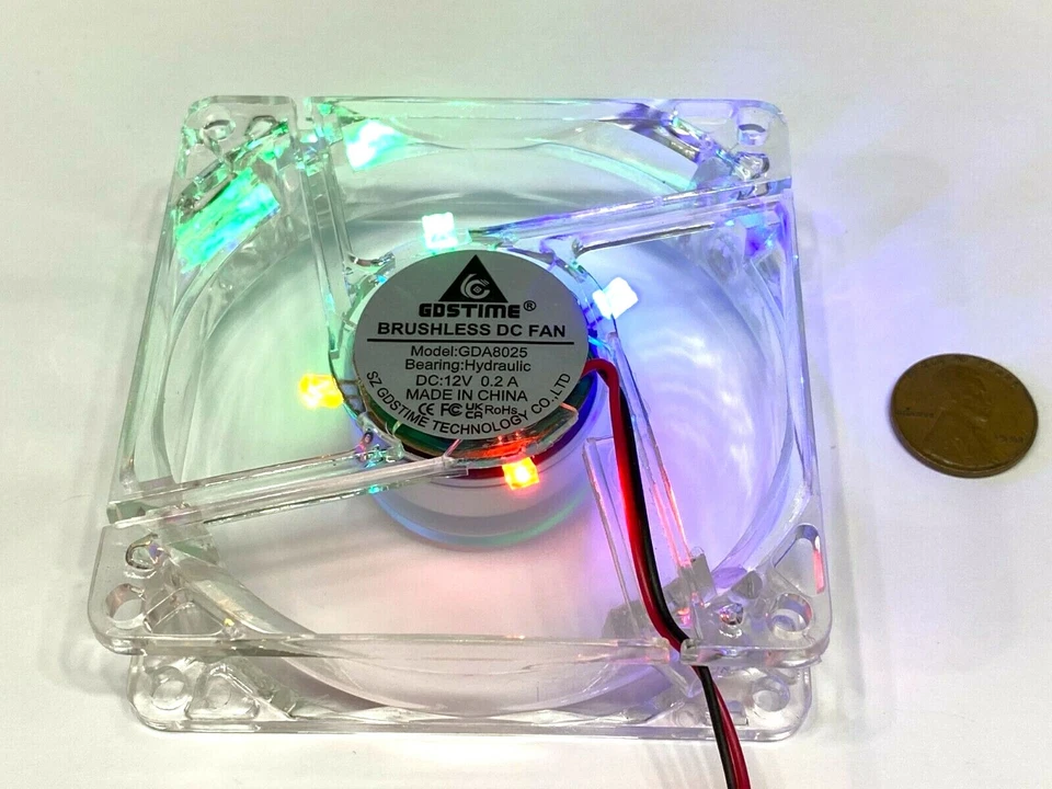 2 x 8025 LED red yellow green blue 80mm 25mm Case Cooling Fan 12VDC 12V 4pin G31 - Image 4 of 4