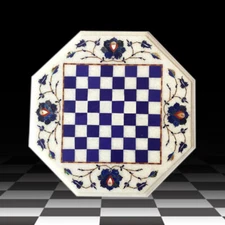15" Chess Board Marble chess Table Top inlay lapis malachite decor children room