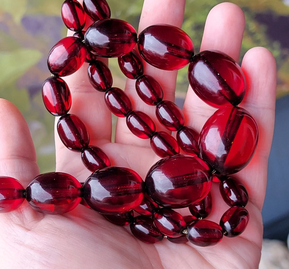 Vintage Cherry Amber Bakelite Necklace