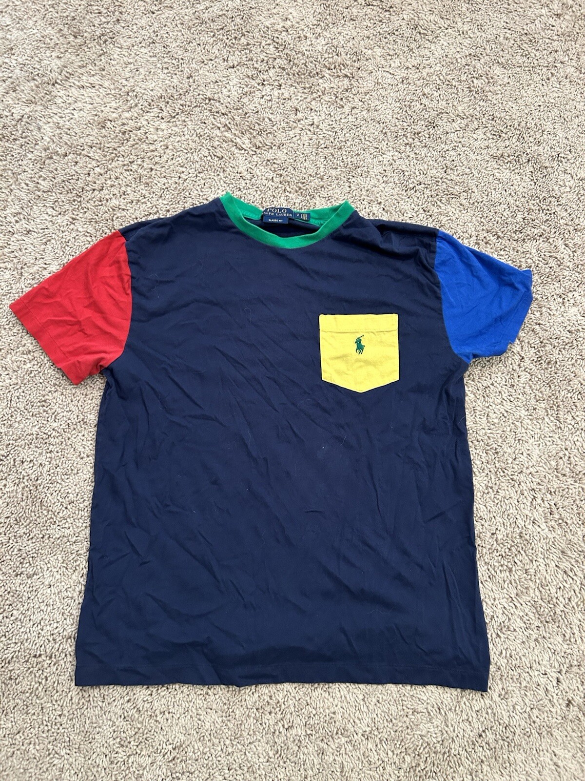 Polo Ralph Lauren Navy Colorblock Pony Pocket Shirt Uomo Taglia S