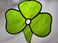 Vintage Green Irish Shamrock ,Handmade Stained Glass, Suncatcher  