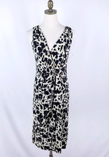 Lauren Ralph Lauren Sleeveless Dress 4 Black Beige Animal Print Twisted Front