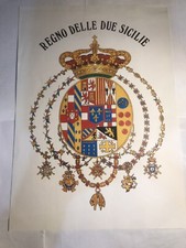 Stemma REGNO DELLE DUE SICILIE-BORBONI-Borbonico-Cm.21x29 , Carta