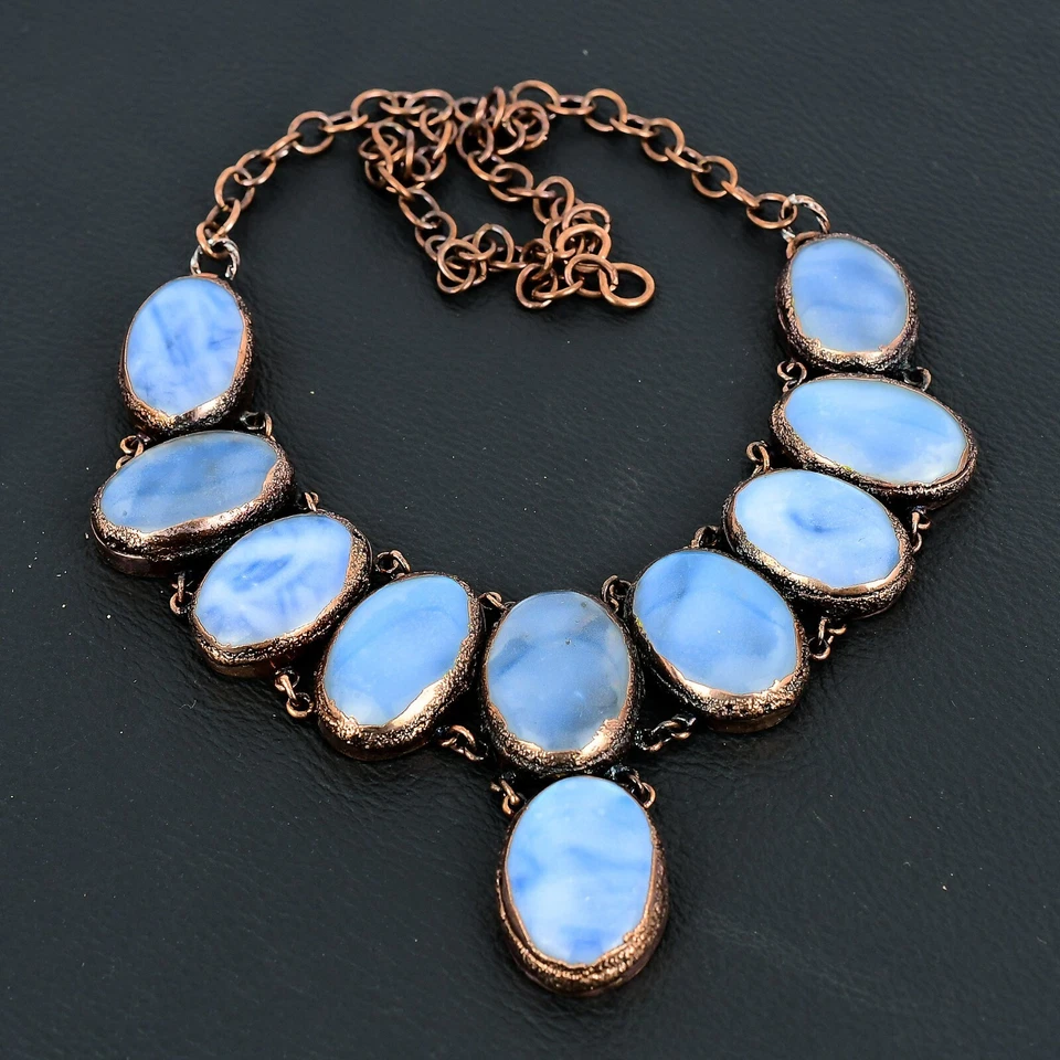 Collar Joyería Arco Iris Ópalo Místico Hecho a Mano Piedras Preciosas Cobre Electroformado Foto 4 de 4