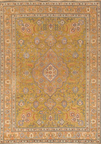 Vintage Traditional Gold Wool Hand-made Over-Dyed Living Room Rug 8x11 Carpet