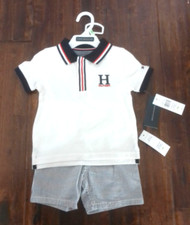 TOMMY HILFIGER 2 PIECE ENSEMBLE SHORT SLEEVE POLO SHIRT SHORT SET SIZE 18M