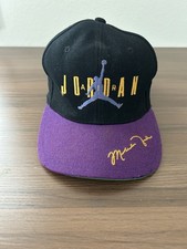 Vintage 90s Nike Air Jordan Black Purple Gold Snapback Hat 100 Pure Wool