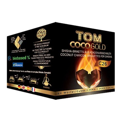 20kg TOM COCO Gold C26 Naturkohle 20x1kg Kokoskohle Shisha Kohle