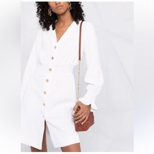 NWT Sandro Paris lylie Elegant White gold Button-Down Mini Dress Sz small S 395
