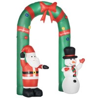 Weihnachtsdeko 2,45 M Torbogen Mit Weihnachtsmann Und Schneemann Aufblasbar Leds