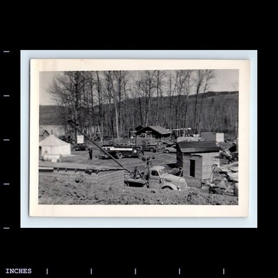 Old Vintage Photo CONSTRUCTION SITE COCA-COLA TRUCK CRANE