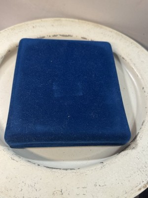 Vintage Royal Blue Velvet & Silk UltraFine Silver Jewelry Necklace Box